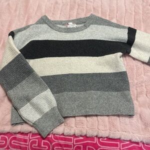 Pink Republic Gray and Black Striped Sweater